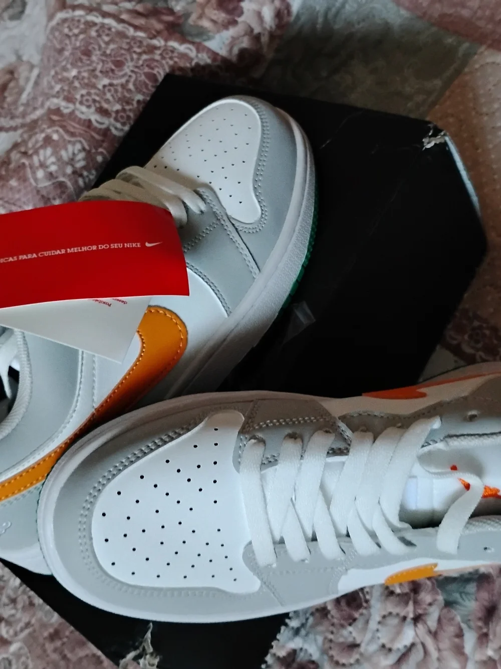 Men's Low-Top Sneakers in White, Gray & Yellow